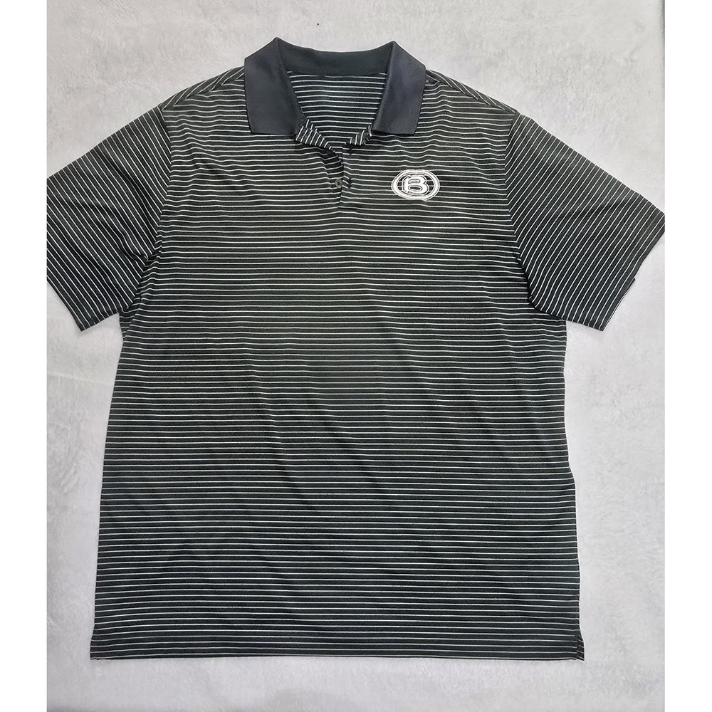 Nike Men Golf Dri-Fit Polo Shirt 2XL Green Striped Performance Athletic Top